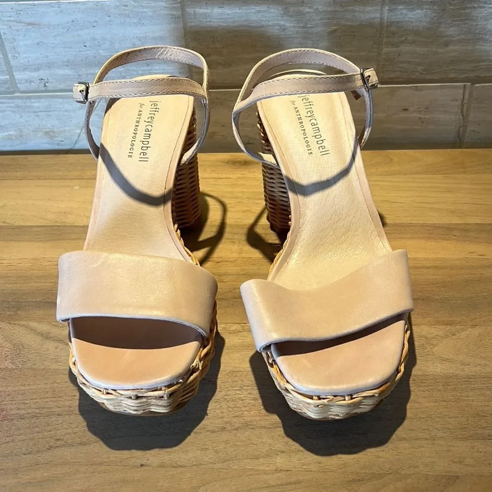 Anthropologie x Jeffrey Campbell Platform Pink Leather Basket Heels US 10
